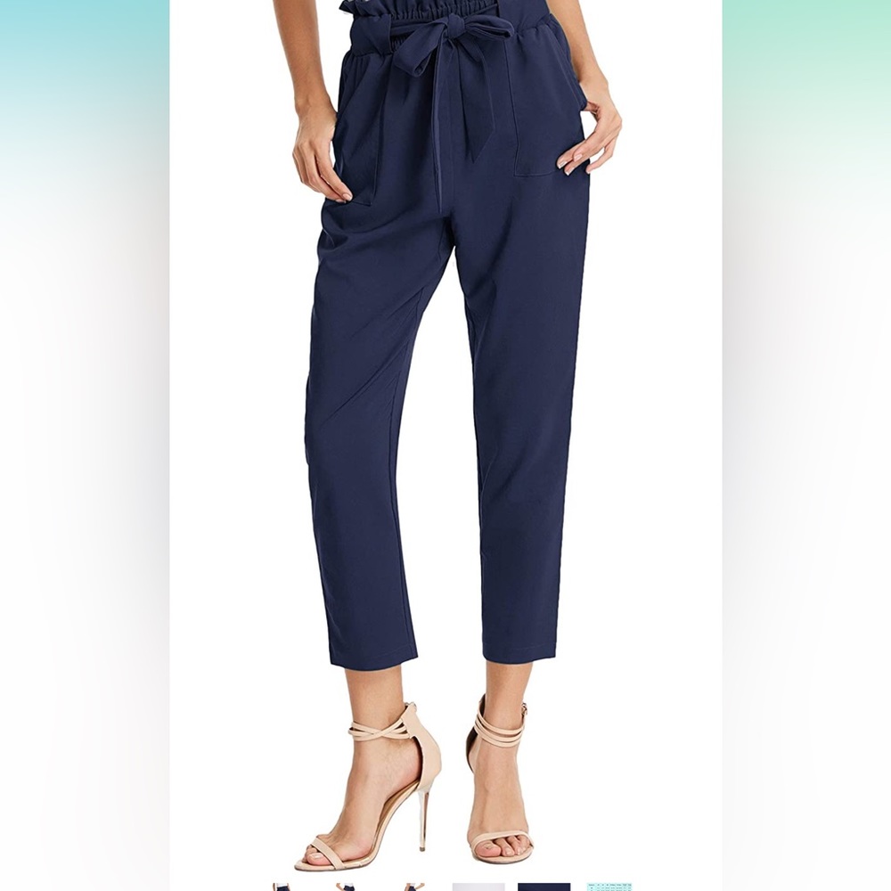 GRACE KARIN Women Pants Ruffled High Waist Casual Pants Cropped pants